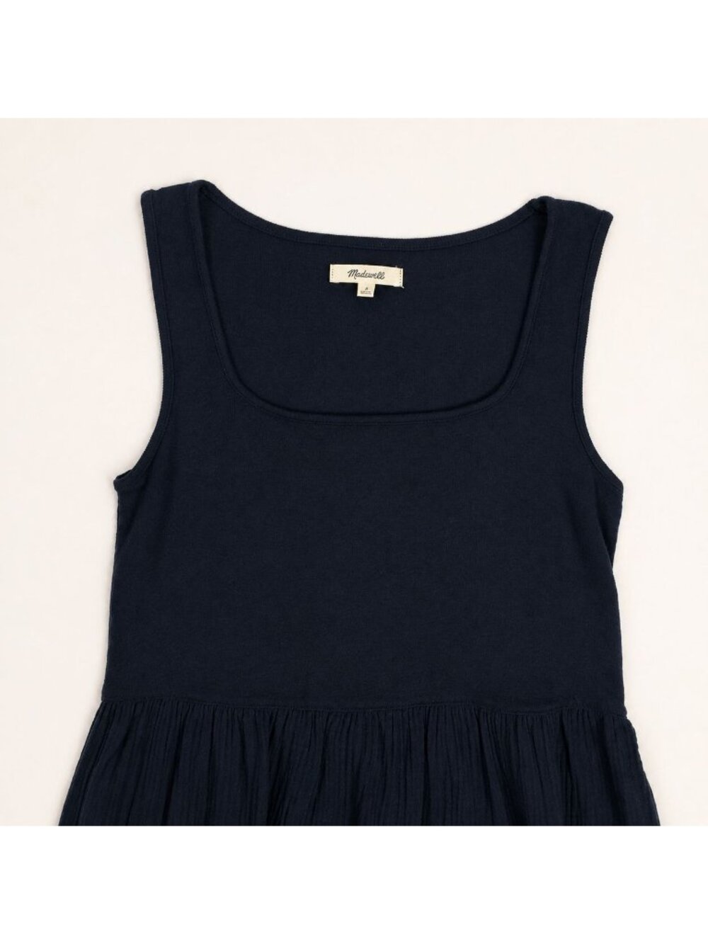 Madewell Knit Tank Midi Dress Women’s Small True Black Mixed Media Cotton EUC - Picture 14 of 16